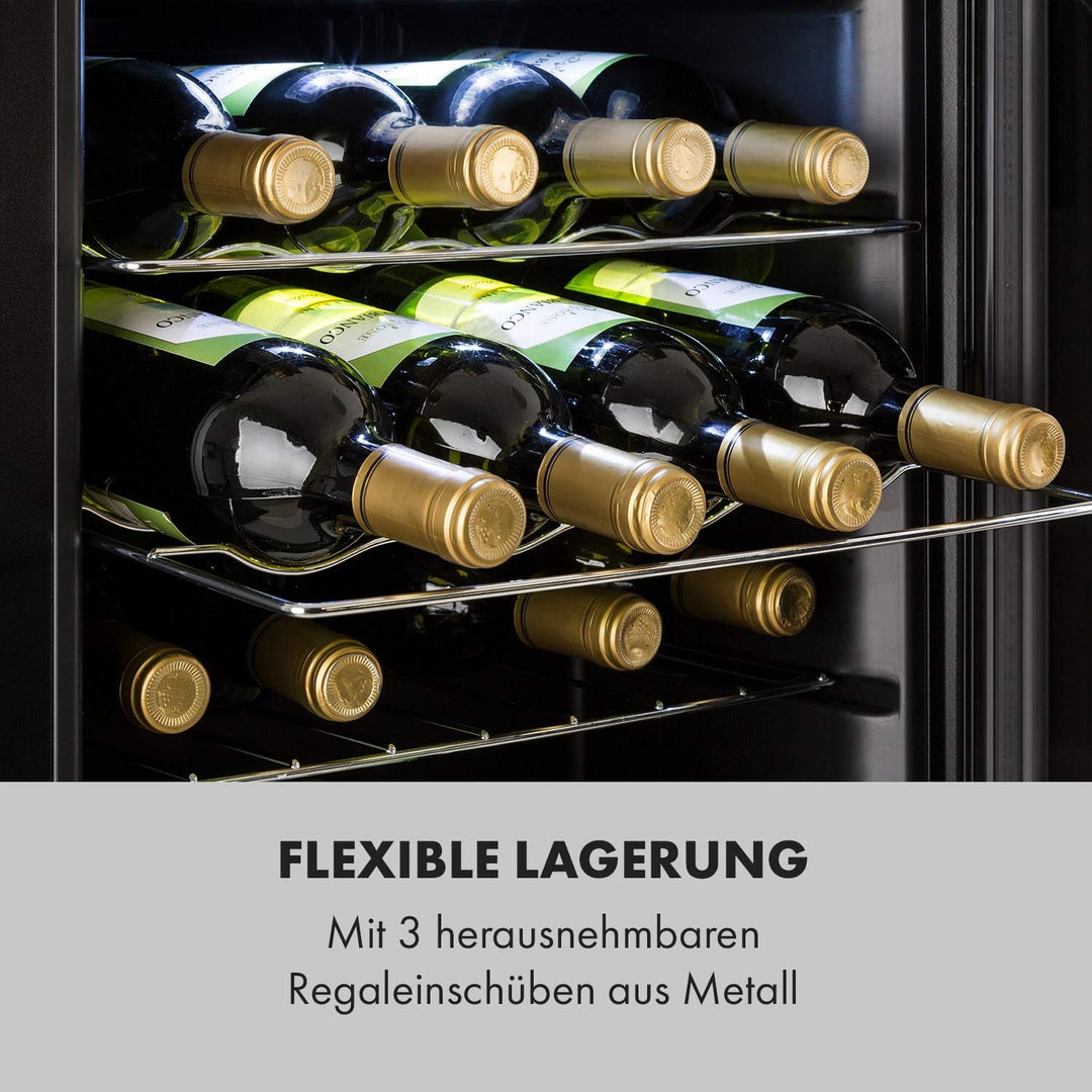 Klarstein Weinkühlschrank, 1 Zonen Getränkekühlschrank Klein, Kleiner Weinschrank 42L, Wein-Kühlschr