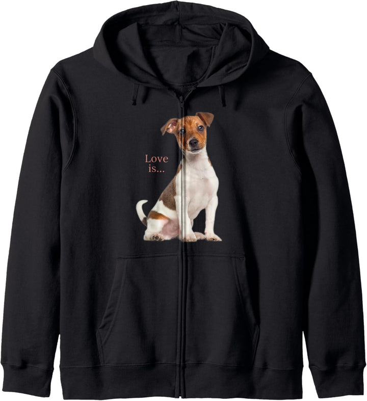 Jack Russell Terrier Shirt Mama Papa Damen Herren Kinder Love Dog Kapuzenjacke