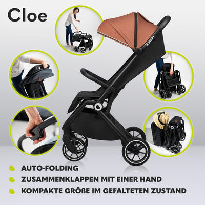 LIONELO Cloe Zusammenklappbarer Kinderwagen bis zu 22 kg, Verstellbare Rückenlehne Schlaffunktion, 5