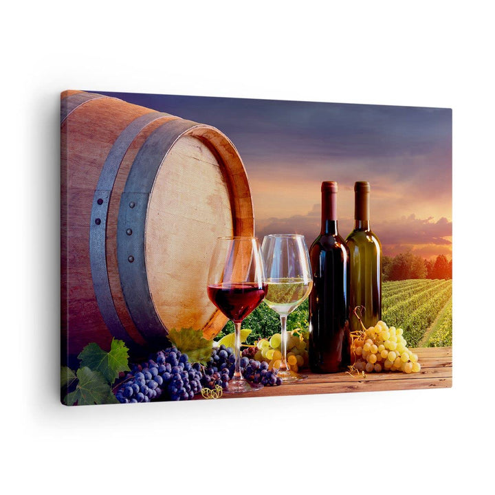 Bilder auf Leinwand Wein Weinberg Sommer Leinwandbild mit Rahmen 70x50cm Wandbilder Dekoration Wohnz