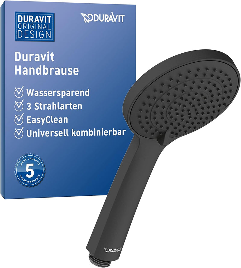 Duravit Universal Duschkopf, Duschbrause mit 3 Strahlarten (Rain, Intense Rain, Soft Rain), Handbrau