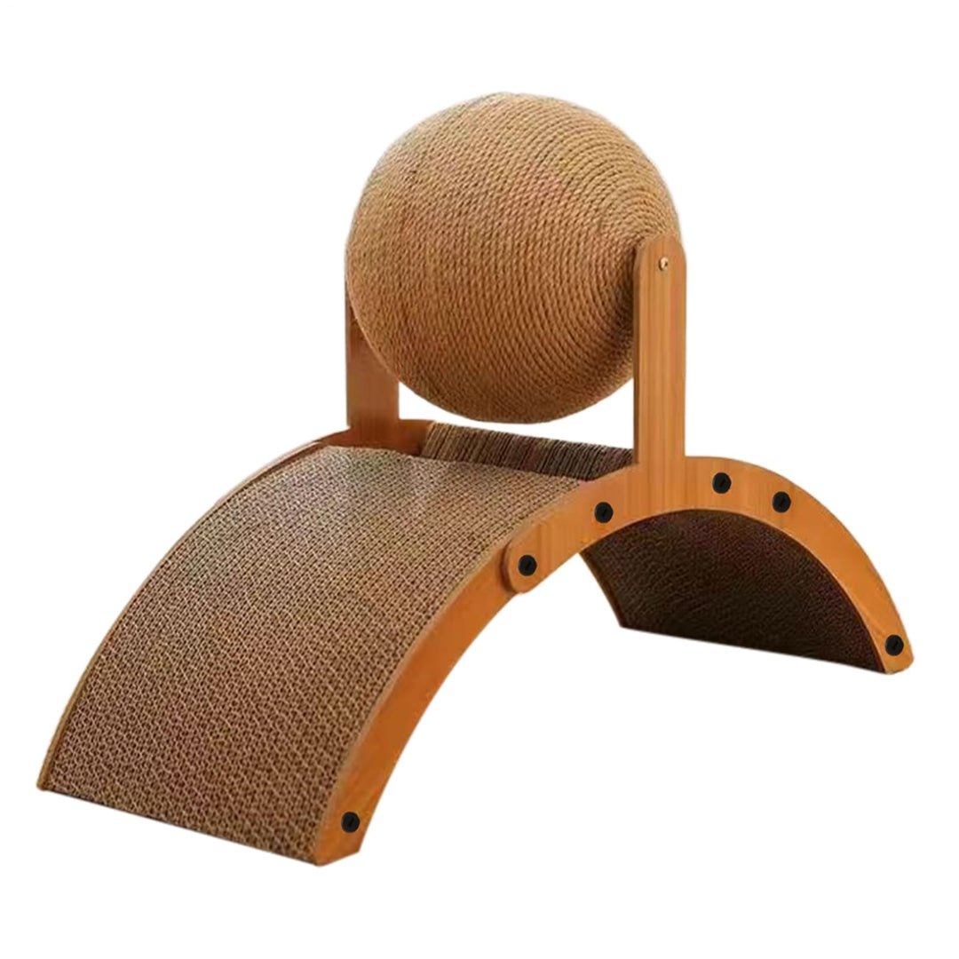 Cat Scratching Ball, Vertical Scratcher with Corrugated Base, Interactive Cats Scratchings Board, Du