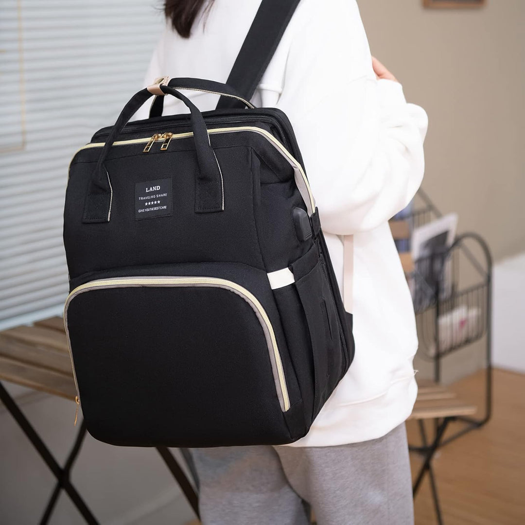 Wickelrucksack mit Babybett - Grosse Wickeltasche Rucksack mit Wickelauflage & Isoliertasche & Moski