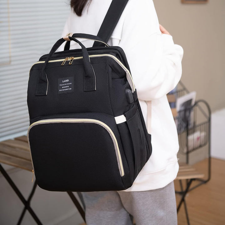 Wickelrucksack mit Babybett - Grosse Wickeltasche Rucksack mit Wickelauflage & Isoliertasche & Moski