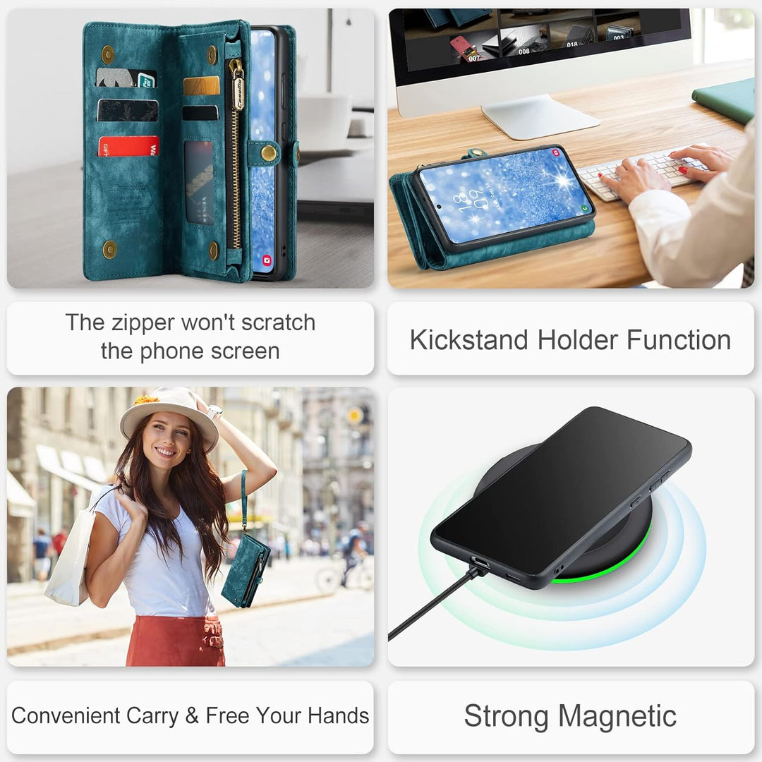 UFinetech Samsung S23 Plus Hülle, Stossfest Kartenfach Magnetisch Abnehmbare Tasche Samsung Galaxy S