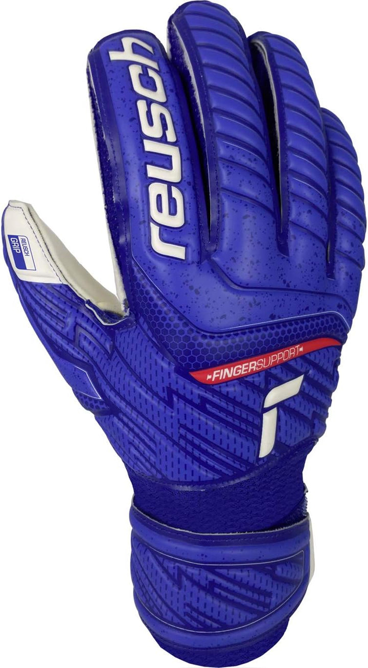 Reusch Unisex Torwarthandschuhe Attrakt Grip Finger Support Junior blau / weiss 4, blau / weiss 4