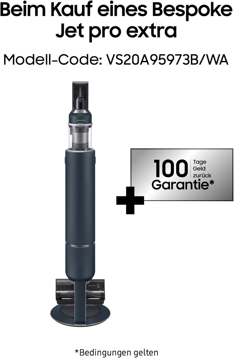 Samsung Bespoke Jet Pro Extra VS20A95973B/WA, Akku-Handstaubsauger Inklusive Clean Station, Kabellos