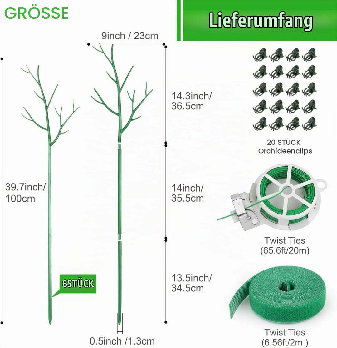 6Pcs Rankhilfe Pflanzenstütze für Zimmerpflanzen, Abnehmbare Pflanzenstäbe Pflanzstabverbinder 100cm