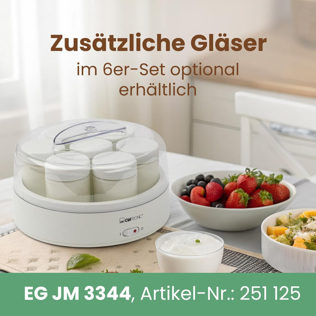 Clatronic Joghurtmaschine/Joghurtbereiter/Joghurt-Maker JM 3344 für (greek) Yoghurt, Frischkäse & Qu