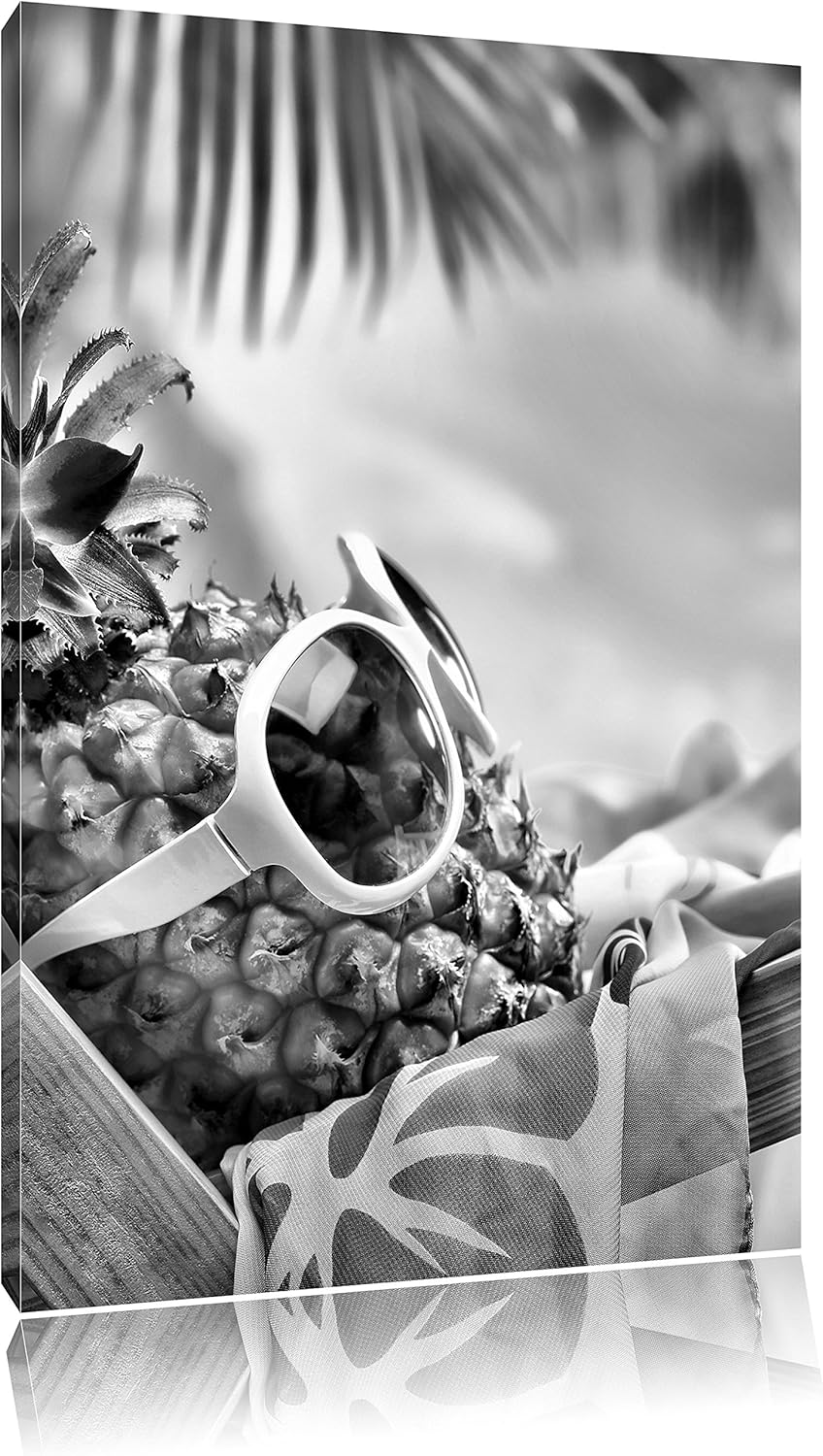 Pixxprint Ananas Macht Urlaub als Leinwandbild | Grösse: 100x70 | Wandbild| Kunstdruck | fertig besp