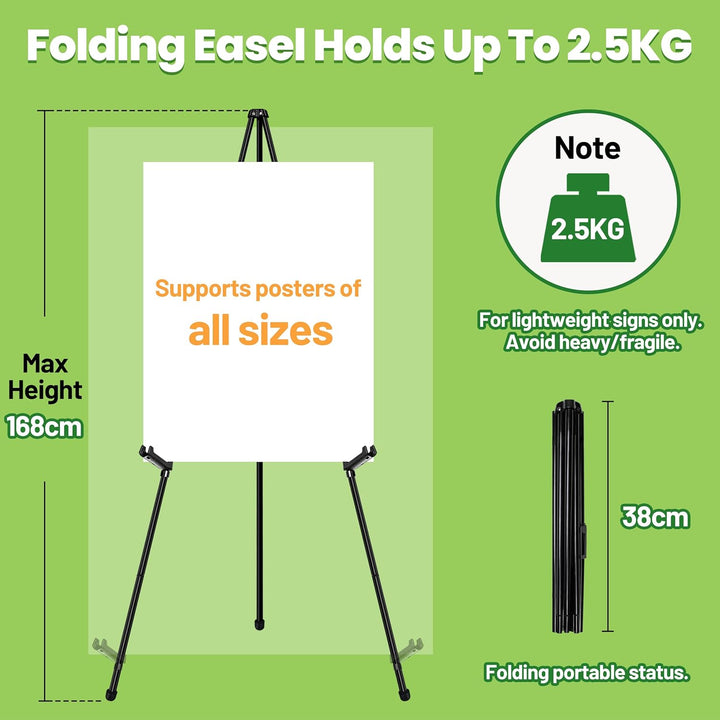 Staffelei Verstellbare - 168 cm Höhe Metall Poster Stativ, Zusammenklappbar für Kunstdisplays, Skizz