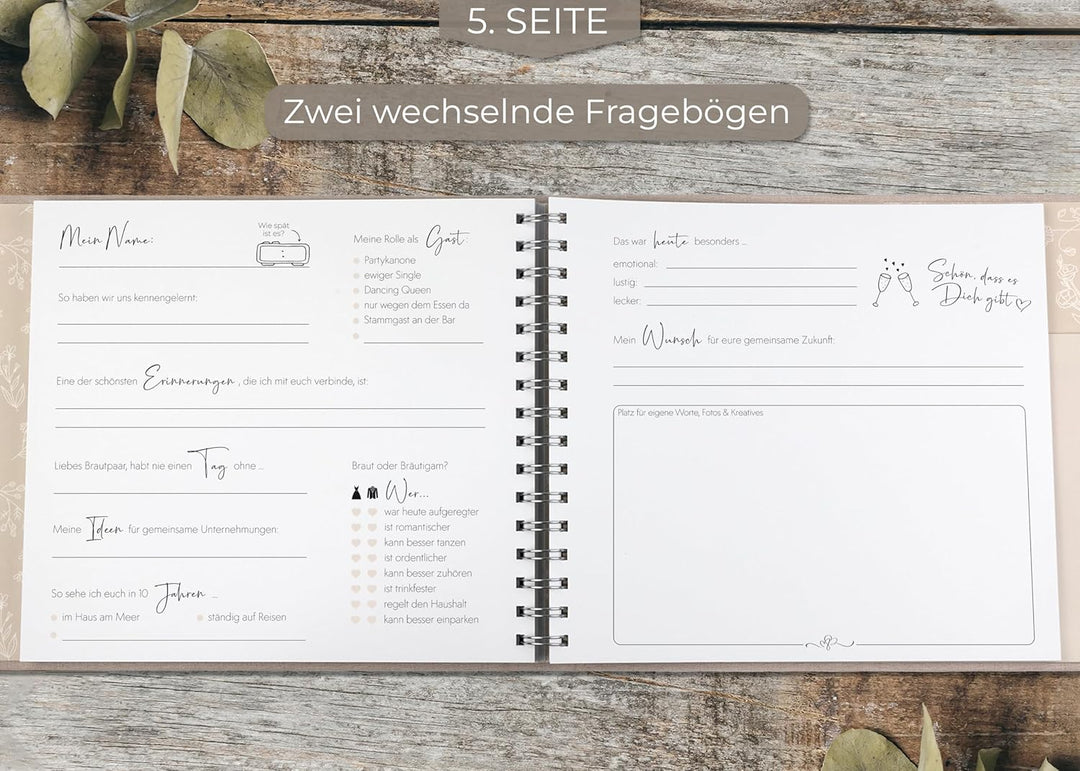 Love Notes Gästebuch Hochzeit mit Fragen zum Ausfüllen – Hochwertiges Hochzeitsbuch für unvergesslic