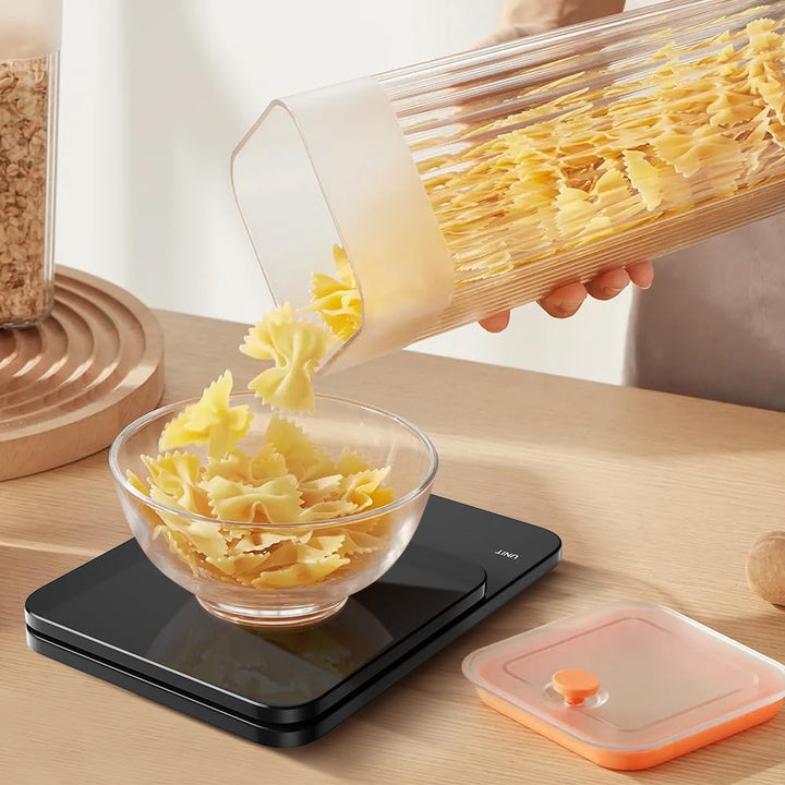 Küchenwaage Digital, Glas Digitale Waage Elektronische, USB-Aufladung, Kaffeekochen Wiegen, Hochpräz