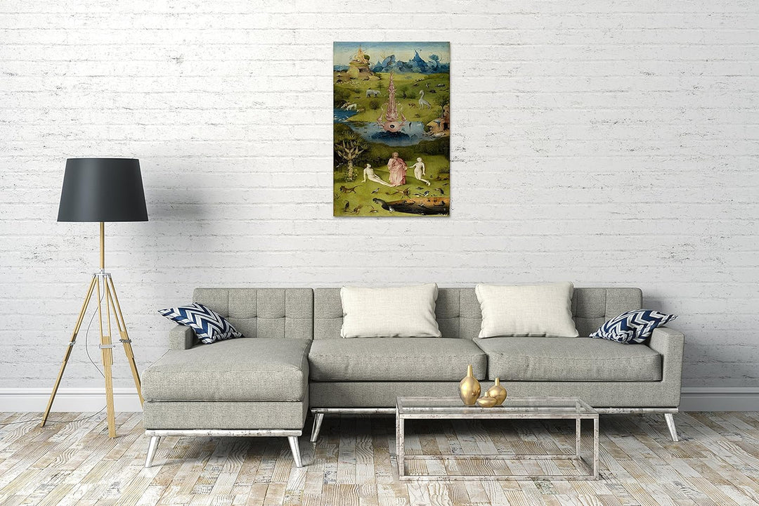 Printed Paintings Leinwand (60x80cm): Hieronymus Bosch - Der Garten der Lüste (1490/1510) - Linke 60