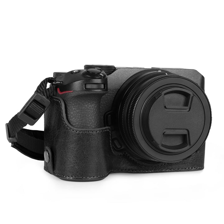 MegaGear Ever Ready Kameratasche aus echtem Leder, kompatibel mit Nikon Z30 (Schwarz), Schwarz