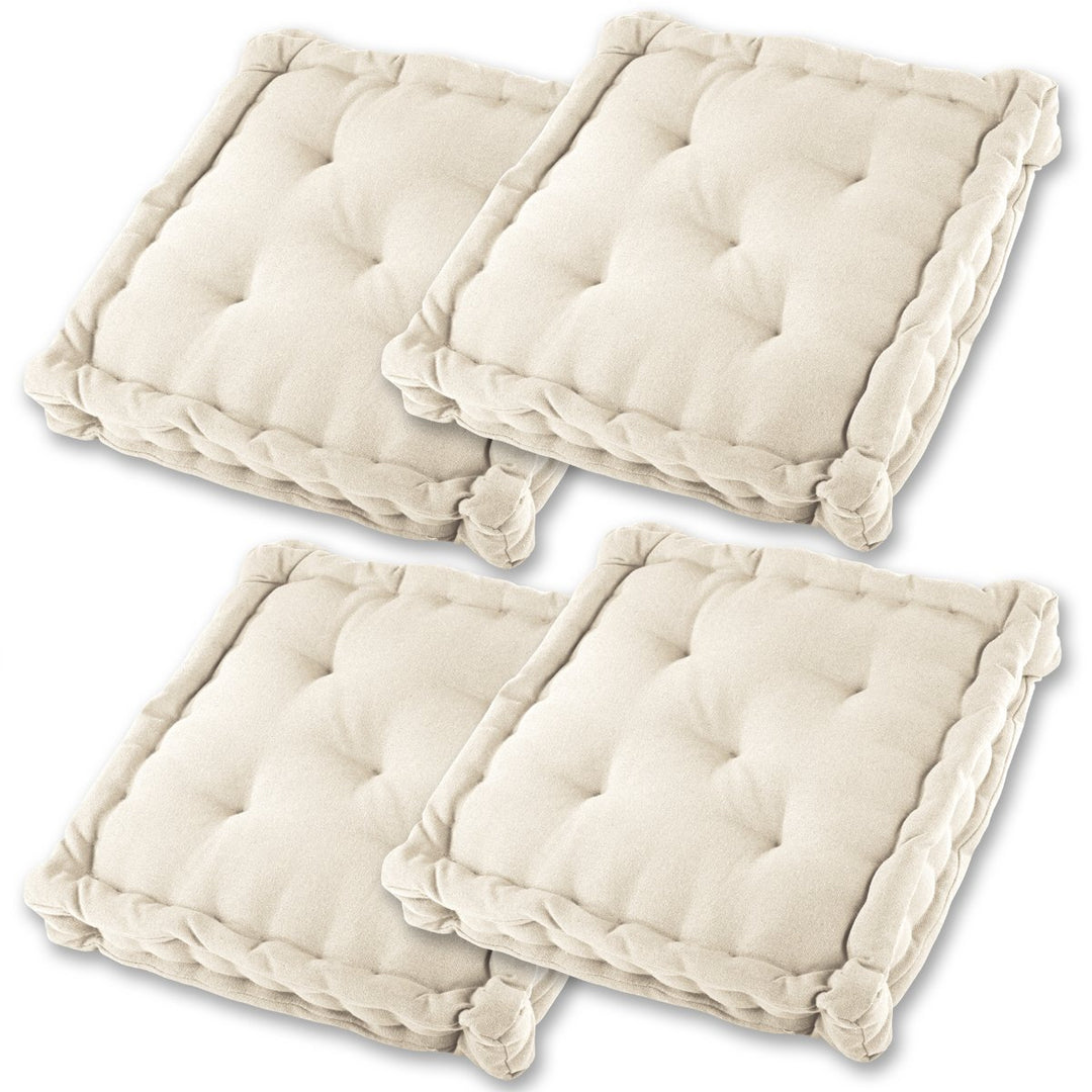 Gräfenstayn® 4er-Set Sitzkissen Stuhlkissen 40x40x8cm für Indoor und Outdoor aus 100% Baumwolle Dick