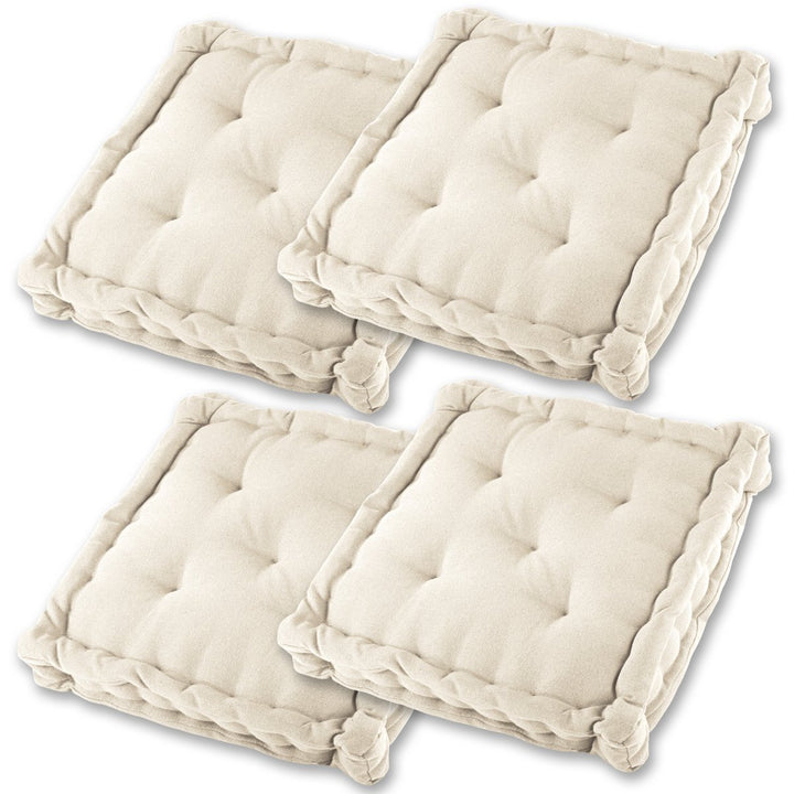 Gräfenstayn® 4er-Set Sitzkissen Stuhlkissen 40x40x8cm für Indoor und Outdoor aus 100% Baumwolle Dick