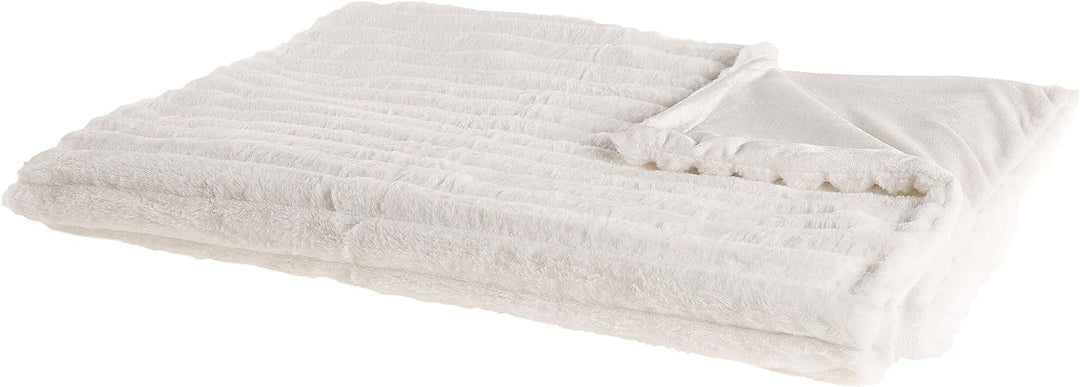 Klassische Kuscheldecke weiss Shaggy Acryl / Polyester Felloptik 150x200 cm Abteh
