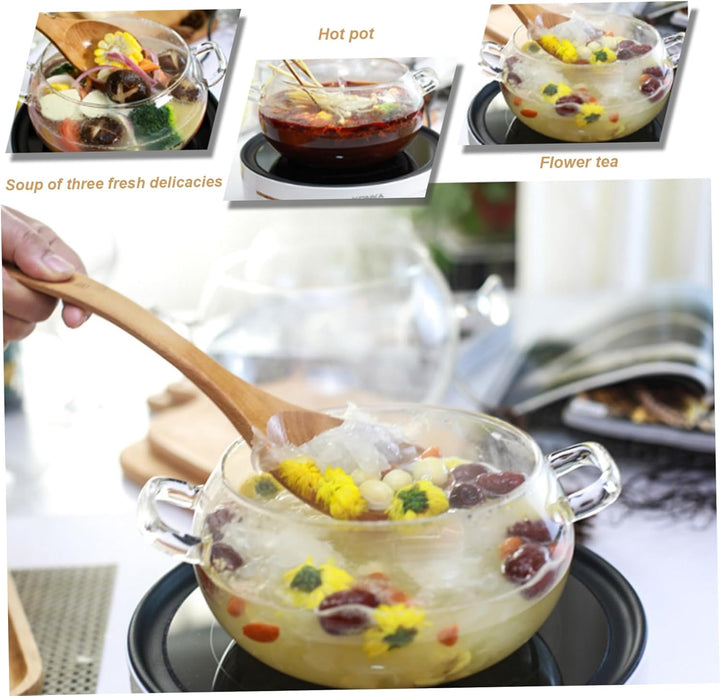 Glastopf zum Kochen auf dem Herd, 2 Quart Borosilikatglas-Kochgeschirr mit Deckel und U-förmigen Gri