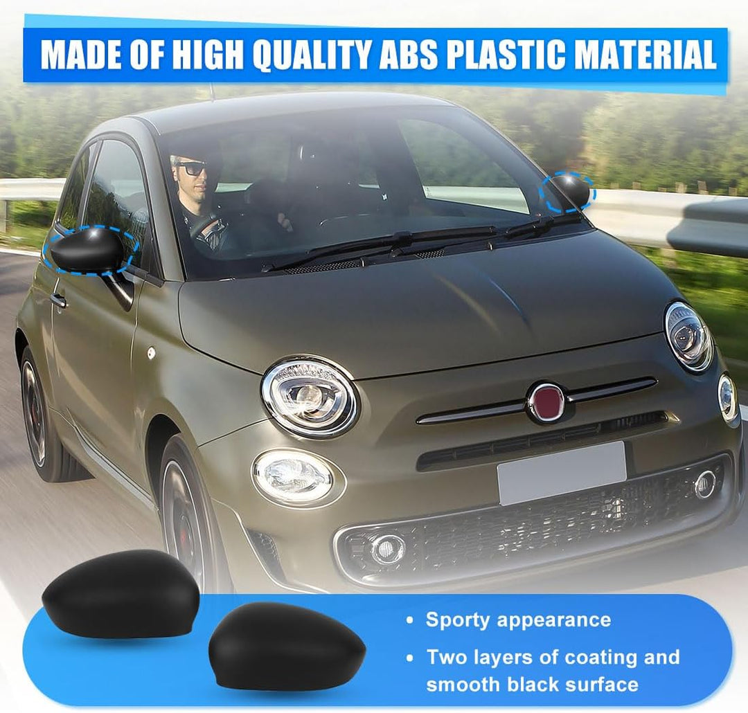 1 Paar Auto Rückspiegel Abdeckung Ersatz für Fiat 500 500C 500E 2007-2024, Aussenspiegel Spiegelkapp