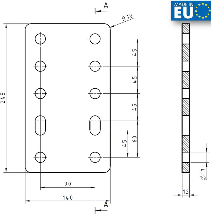 XIMPLIO Universelle Adapterplatte zur Höhenverstellung 5x90+2xM16 der Anhängerkupplung für 2-Loch 90