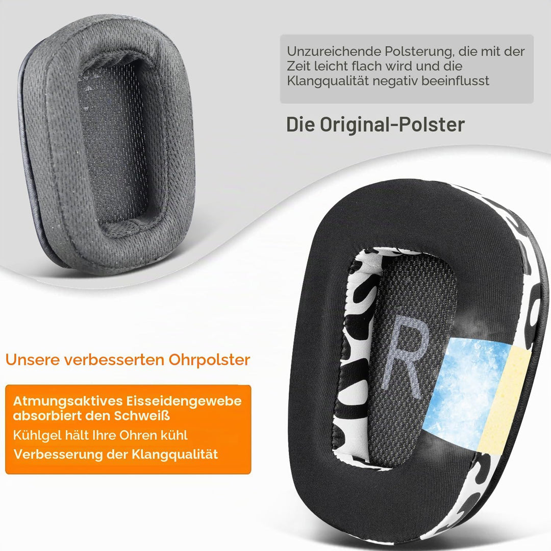 SOULWIT Kühlgel Ersatzpolster Ersatz Ohrpolster für Logitech G35 G930 G933 G933S G935 G633 G633S G63