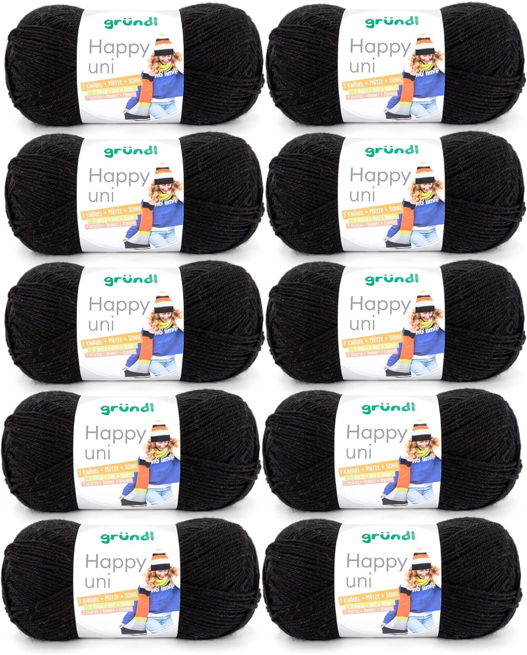 Gründl Happy uni (Strick- und Häkelgarn mit wollartigem Charakter aus 100 % Polyacryl, Anti-Pilling,