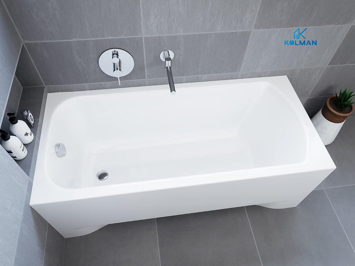 KOLMAN Badewanne CLASSIC Rechteck 160x70 ohne Verkleidung, Ablaufgarnitur und Füssen Komplettset 3in