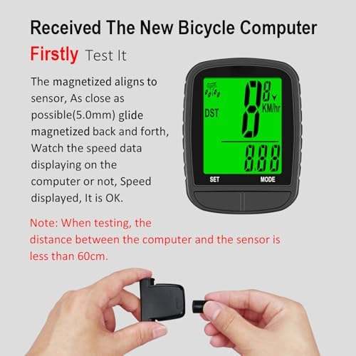 Denash Fahrradcomputer, Kabelloser Fahrrad-Tachometer mit 24 Funktionen, Automatischer Sleep-Wake-Up