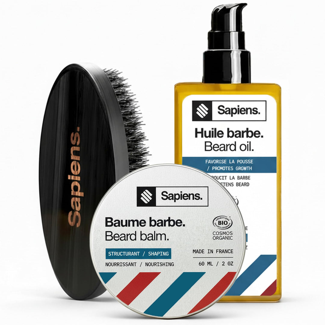 Sapiens Barbershop Bartpflege Set Männer - Bart Set mit Bio Bartöl, Bio Bartbalsam und Wildschweinbo