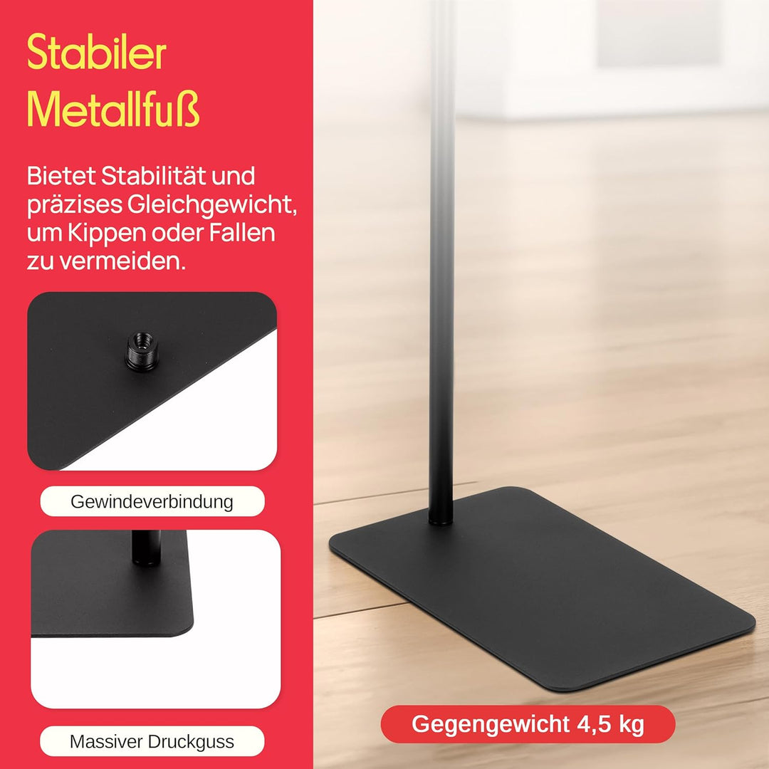 Pyle Mikrofonständer, Quadratische Basis, Höhenverstellbar, Mit universellem 5/8” Adapter, Mikrofonc