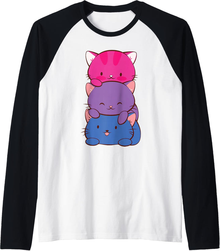 Bisexueller Stolz Kawaii Kitty Katze Stapel Anime Raglan