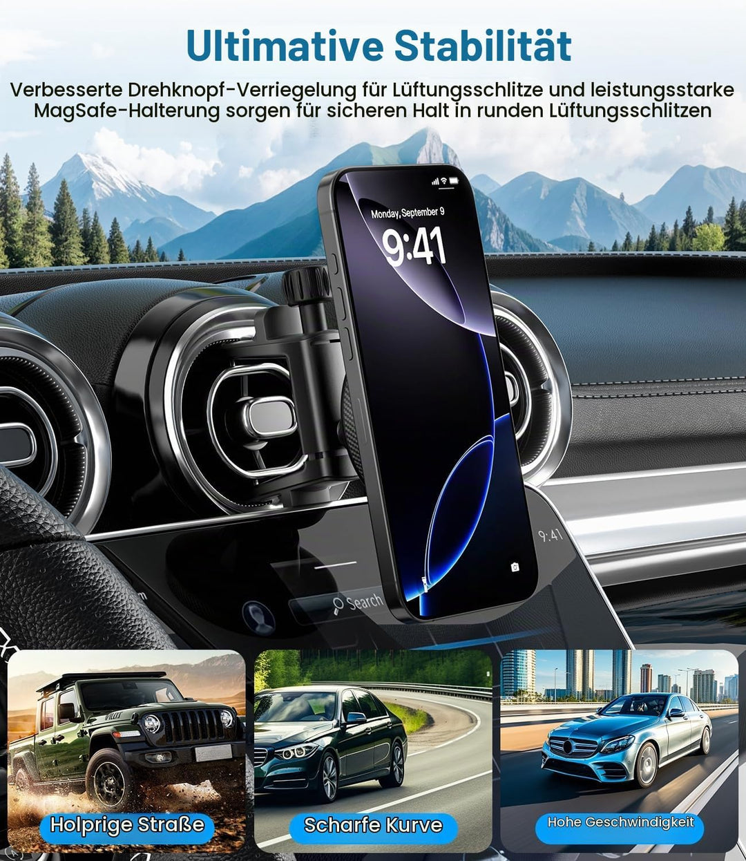 Magnetische Handyhalterung Auto Lüftung für Mercedes Benz A/B/C/E/G/GLA/GLK [Upgrade Lüftungsclip],