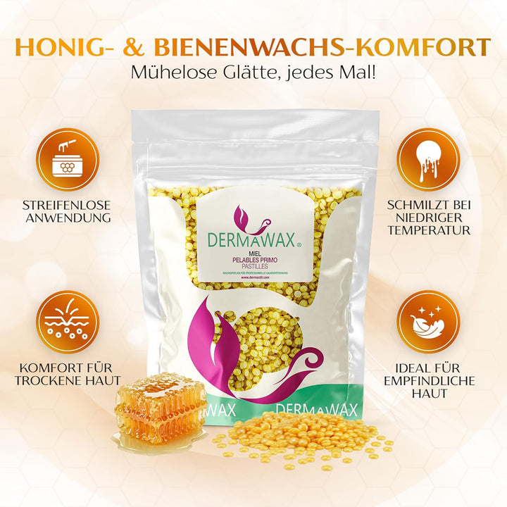 2 kg Dermawax Natural Honig Wachs Heisswachs Waxing Perlen Wachsperlen Wax Anwendung ohne Wachsstrei