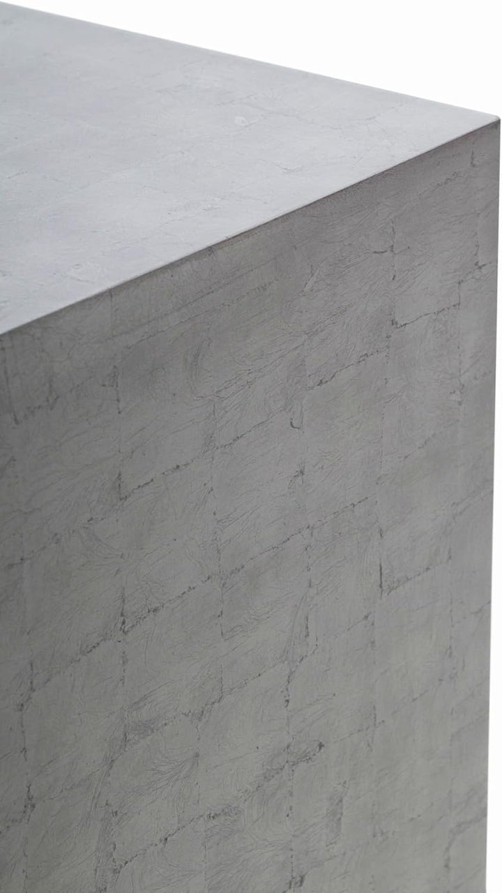 Vivanno Podest Deko-Säule Stele Blumenständer Fiberglas Silber Hochglanz 30x30x100 30x30x100 cm Silb