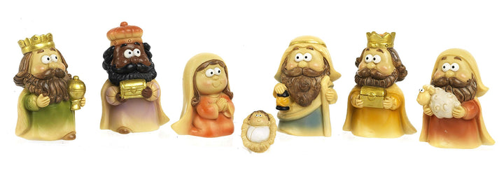 Paben Religiosi Krippen-Set, lustig, 7 Figuren, 4,3 cm, Harz