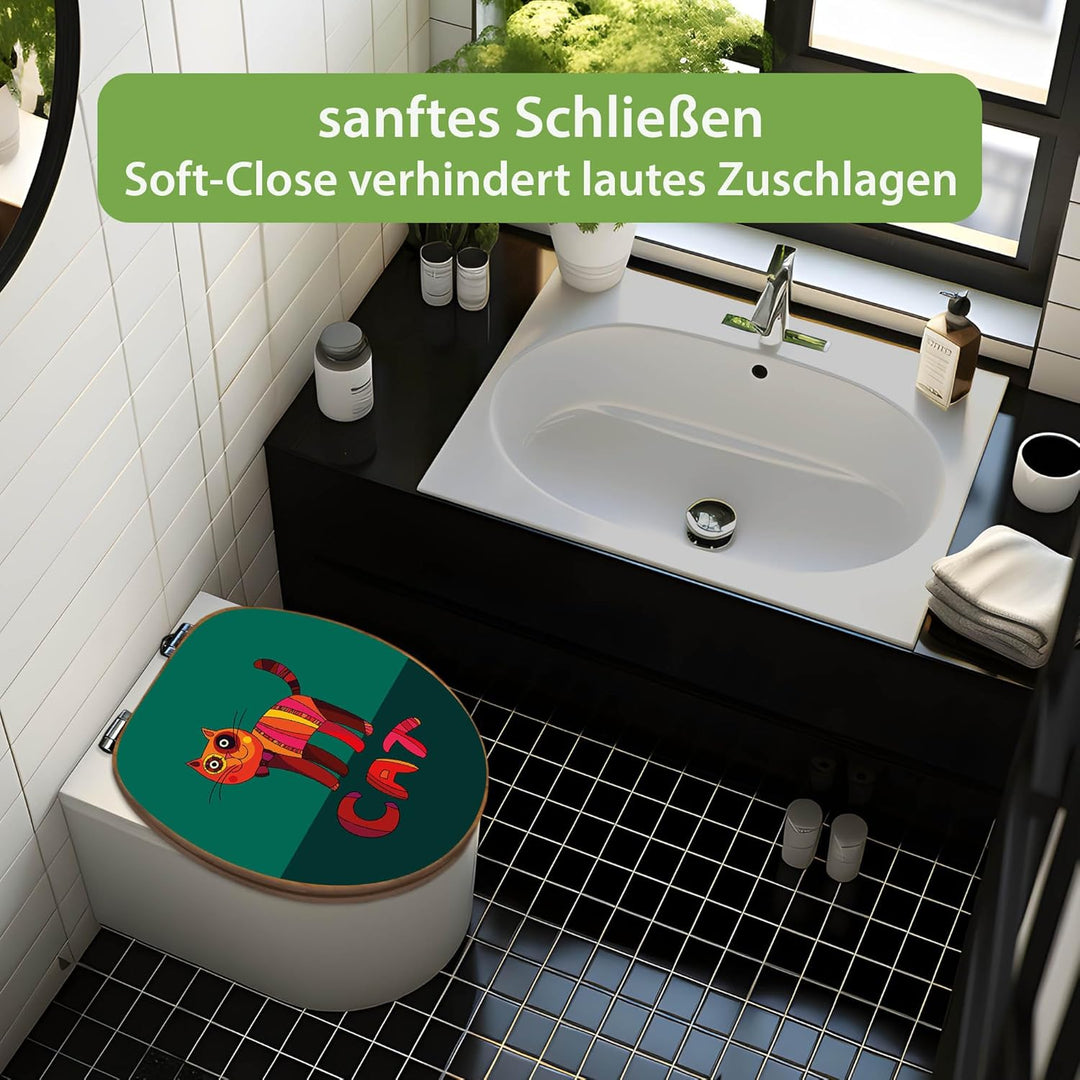 banjado Design WC Sitz Bambus Absenkautomatik 45,8x37,5cm - Toilettendeckel mit Absenkautomatik Holz