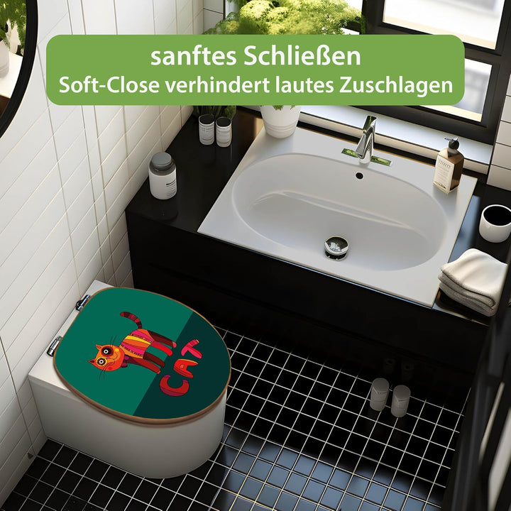 banjado Design WC Sitz Bambus Absenkautomatik 45,8x37,5cm - Toilettendeckel mit Absenkautomatik Holz