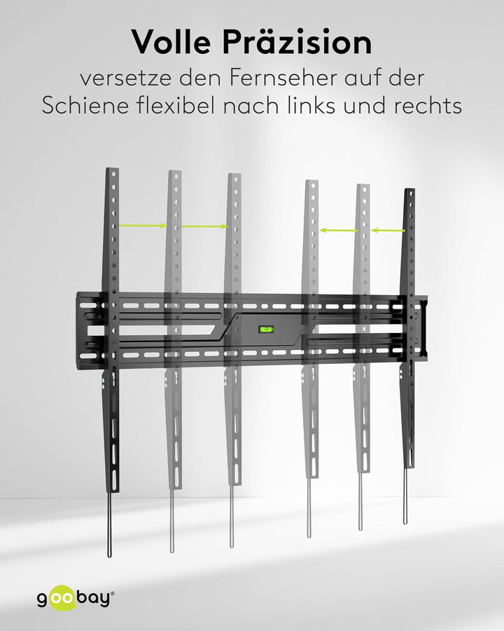 goobay TV Wandhalterung -Fixed- 43 bis 100 Zoll (109-245 cm) Extraflache Wandhalterung (2,7 cm Absta