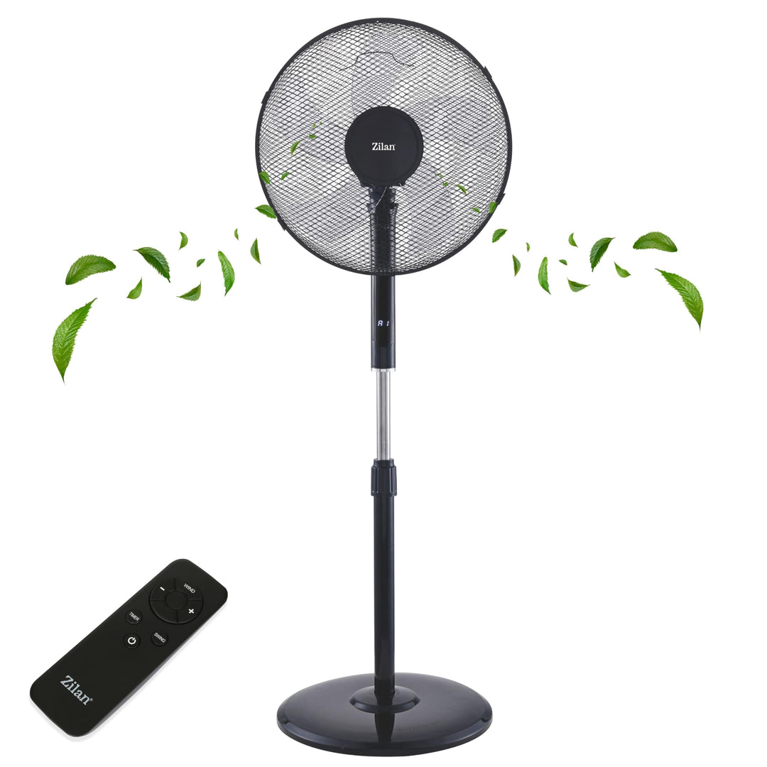 Zilan Standventilator Ø43cm leise mit Fernbedienung & Timer – 48W Leistungsstarker Ventilator energi