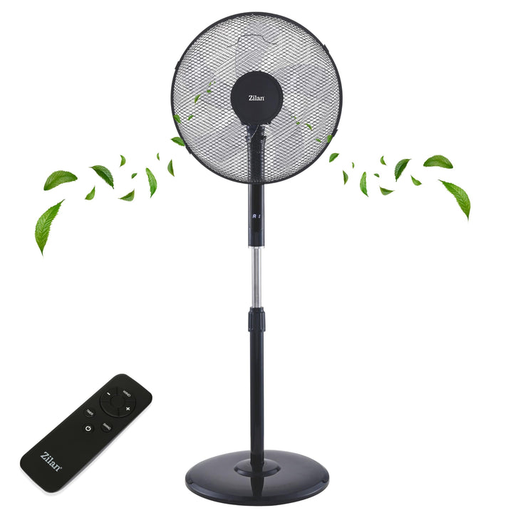 Zilan Standventilator Ø43cm leise mit Fernbedienung & Timer – 48W Leistungsstarker Ventilator energi