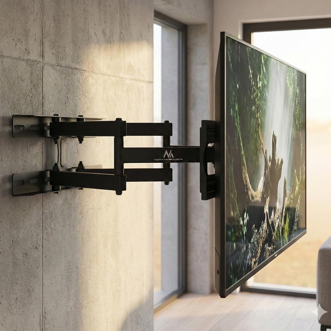 Maclean MC-762 Doppelarm TV Wandhalterung, Fernseher Halterung max. Belastung 30 Kg, Schwenkbar 37-8