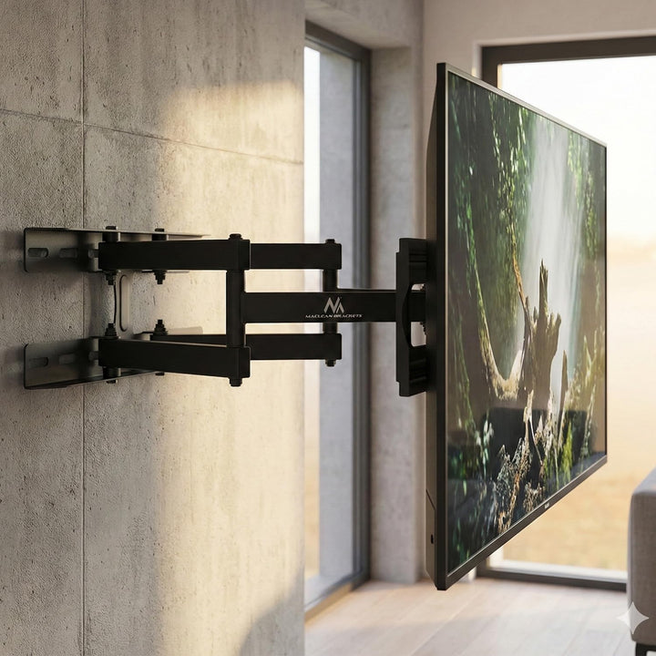 Maclean MC-762 Doppelarm TV Wandhalterung, Fernseher Halterung max. Belastung 30 Kg, Schwenkbar 37-8