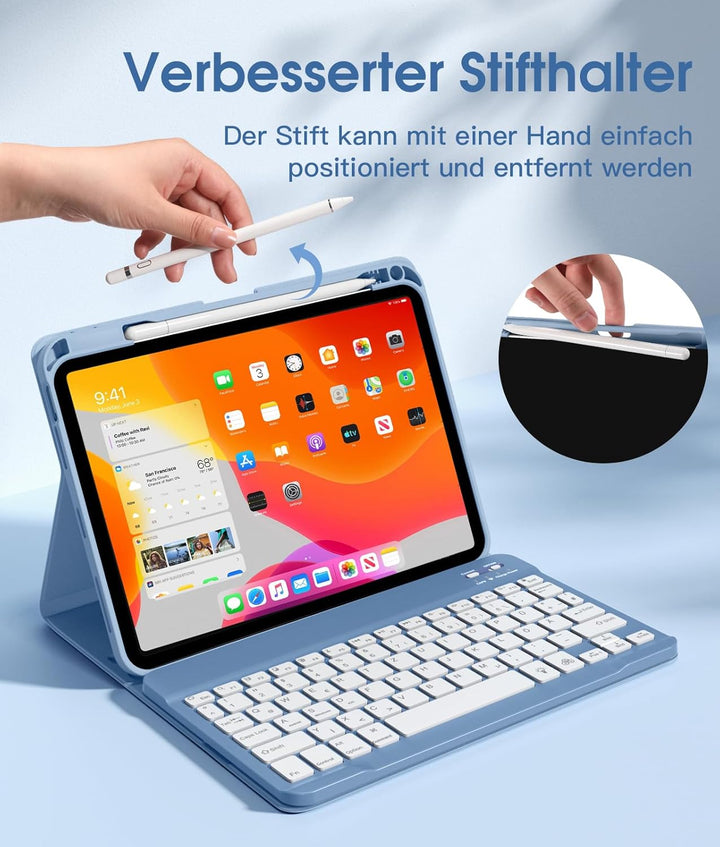 Vobafe Hülle mit Tastatur für iPad A16 11 Generation 2025/10 Gen 2022 10,9", Air 11 Zoll M4 2026/M3/