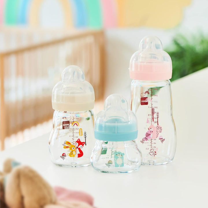 Mam Glass Bottle 260ml Silk Teat 2 Months + weiss, weiß