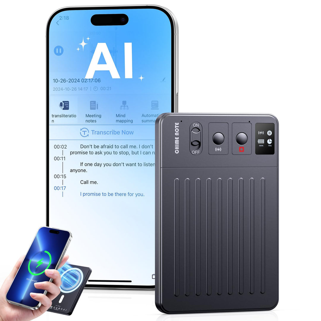 KI Digitales Diktiergerät, 64GB AI Voice Recorder, AI Zusammenfassung durch ChatGPT, Echtzeit Überse