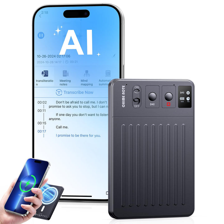 KI Digitales Diktiergerät, 64GB AI Voice Recorder, AI Zusammenfassung durch ChatGPT, Echtzeit Überse
