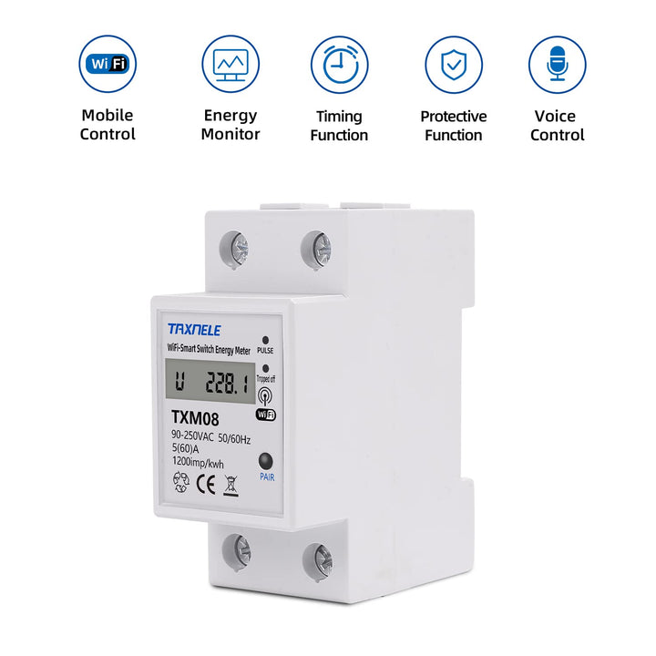 Einphasiger digitaler Energiez?hler WiFi Wireless AC 90-250V 110V 230V 60A Amperemeter Voltmeter Mul
