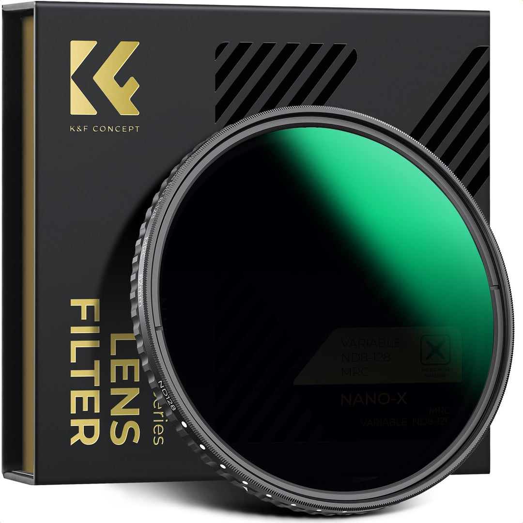 K&F Concept Nano-X Variable ND Filter 82mm Slim Variabler Graufilter ND8-128 (3-7 Stop) Neutral Grau