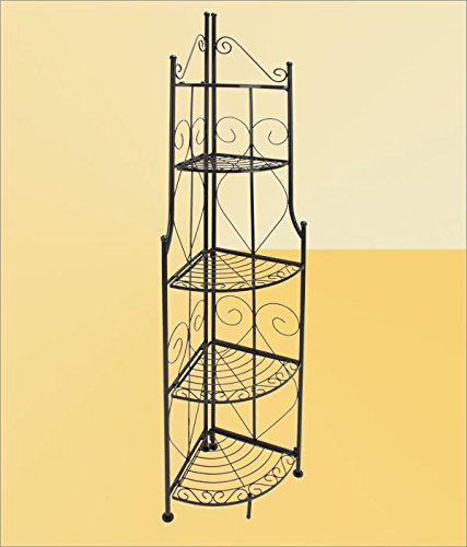 Schönes Nostalgie Eckregal mit 5 Böden 44,5 x 32 x 178 cm aus pulverbeschichteter Stahl